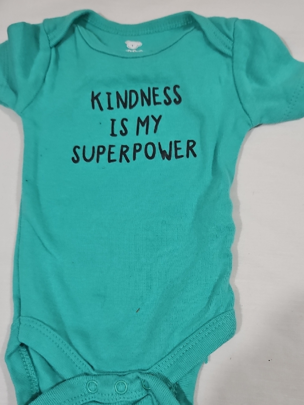 Teal Baby Onesie "Kindness Is My Superpower"